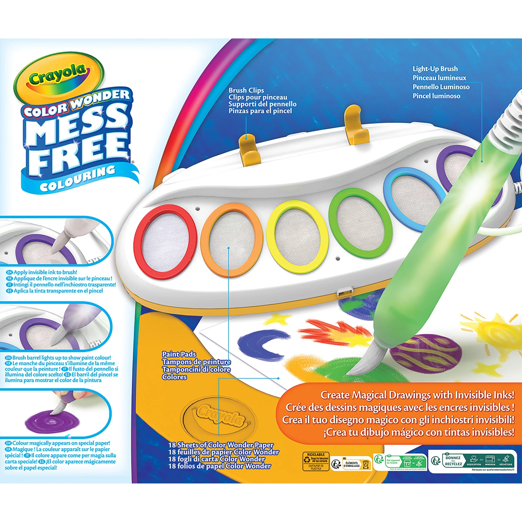 Color Wonder Magic Light-Up Brush (ML Pack) - Mess-Free Painting Set for Kids