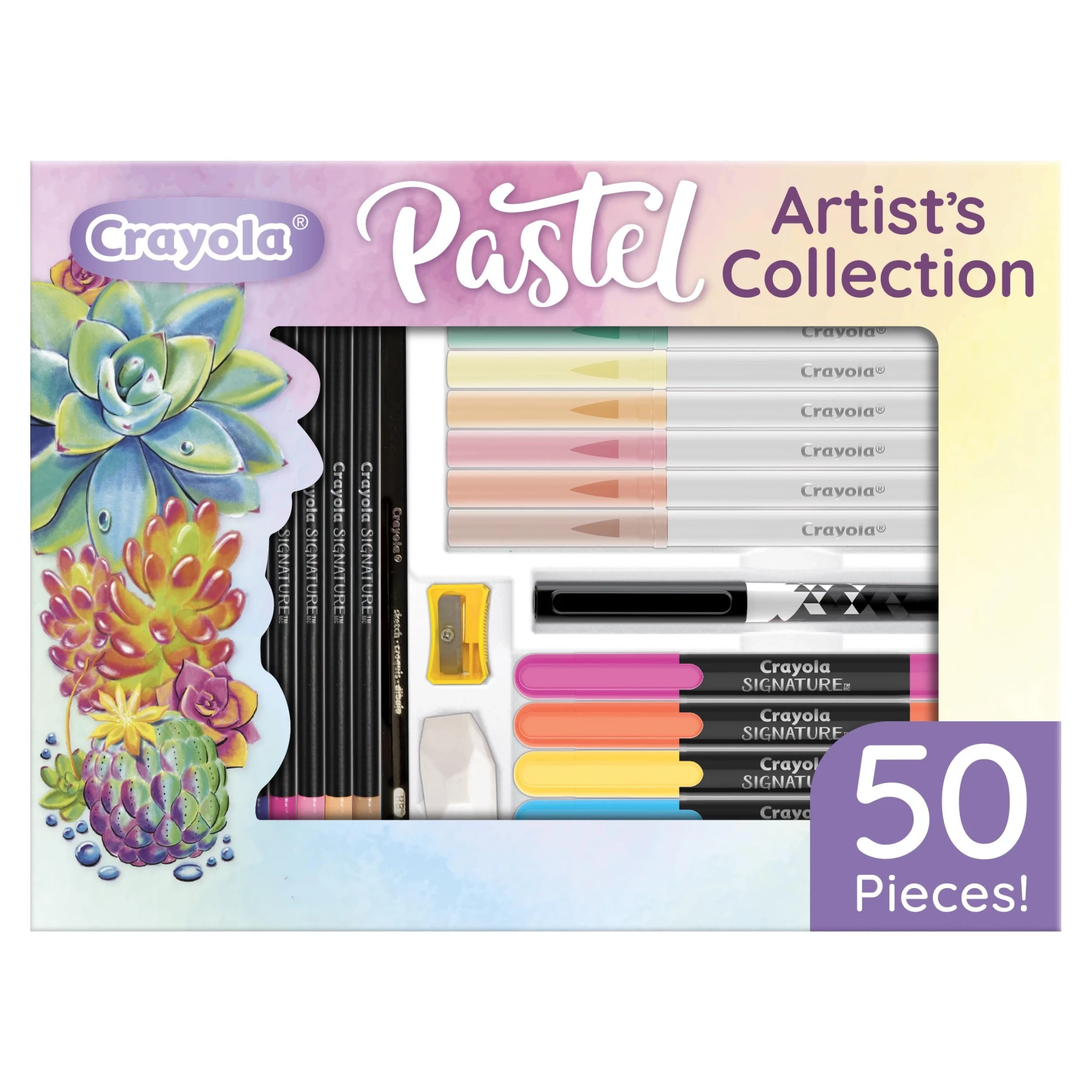 Crayola Pastel Artist's Collection Kit - 50 Pastels, 12 Sheets of Paper & Drawing Tools for Kids and Beginners