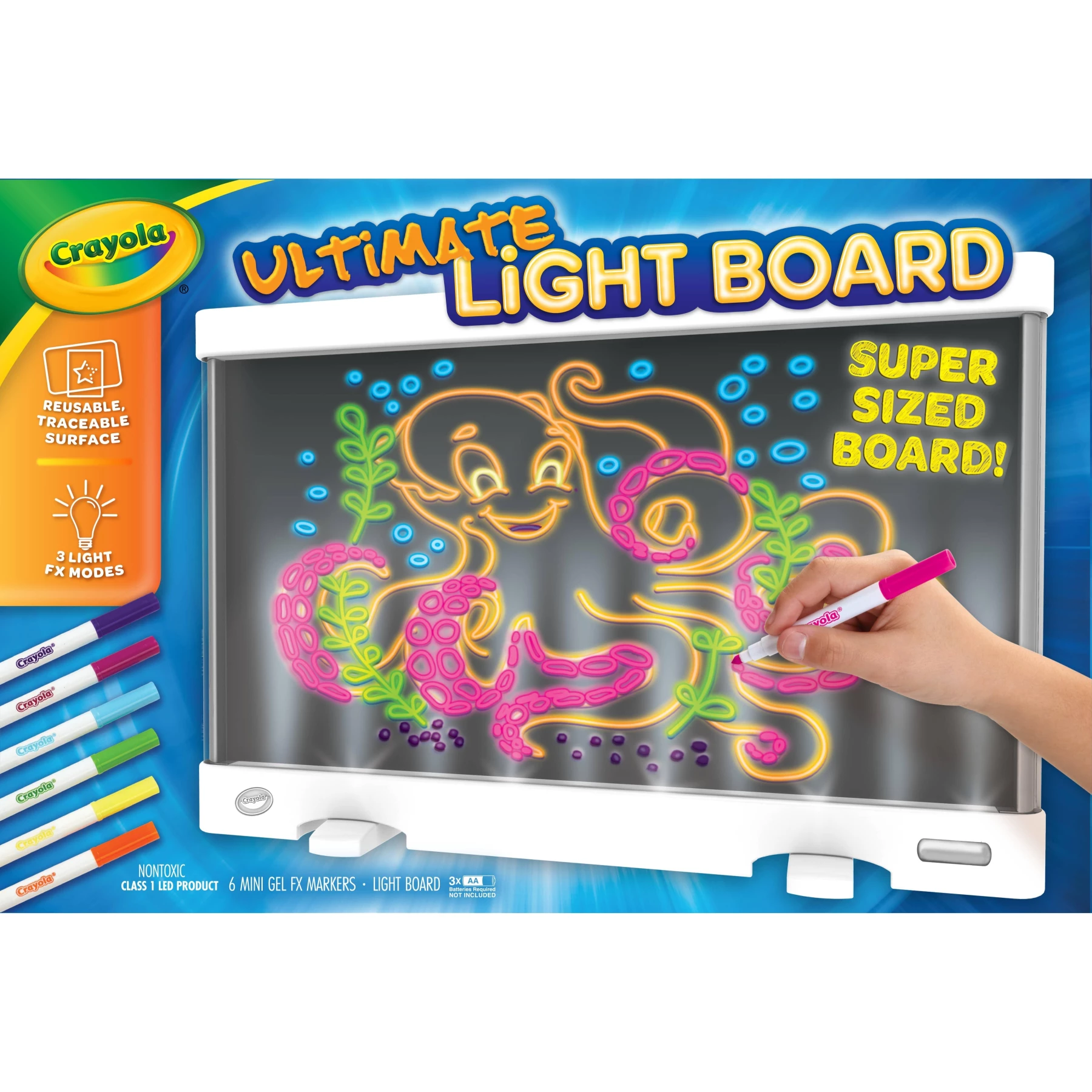 Crayola Light-Up Tracing Board - 6 Washable Gel Pens, 3 Backlighting Modes & Portable Design