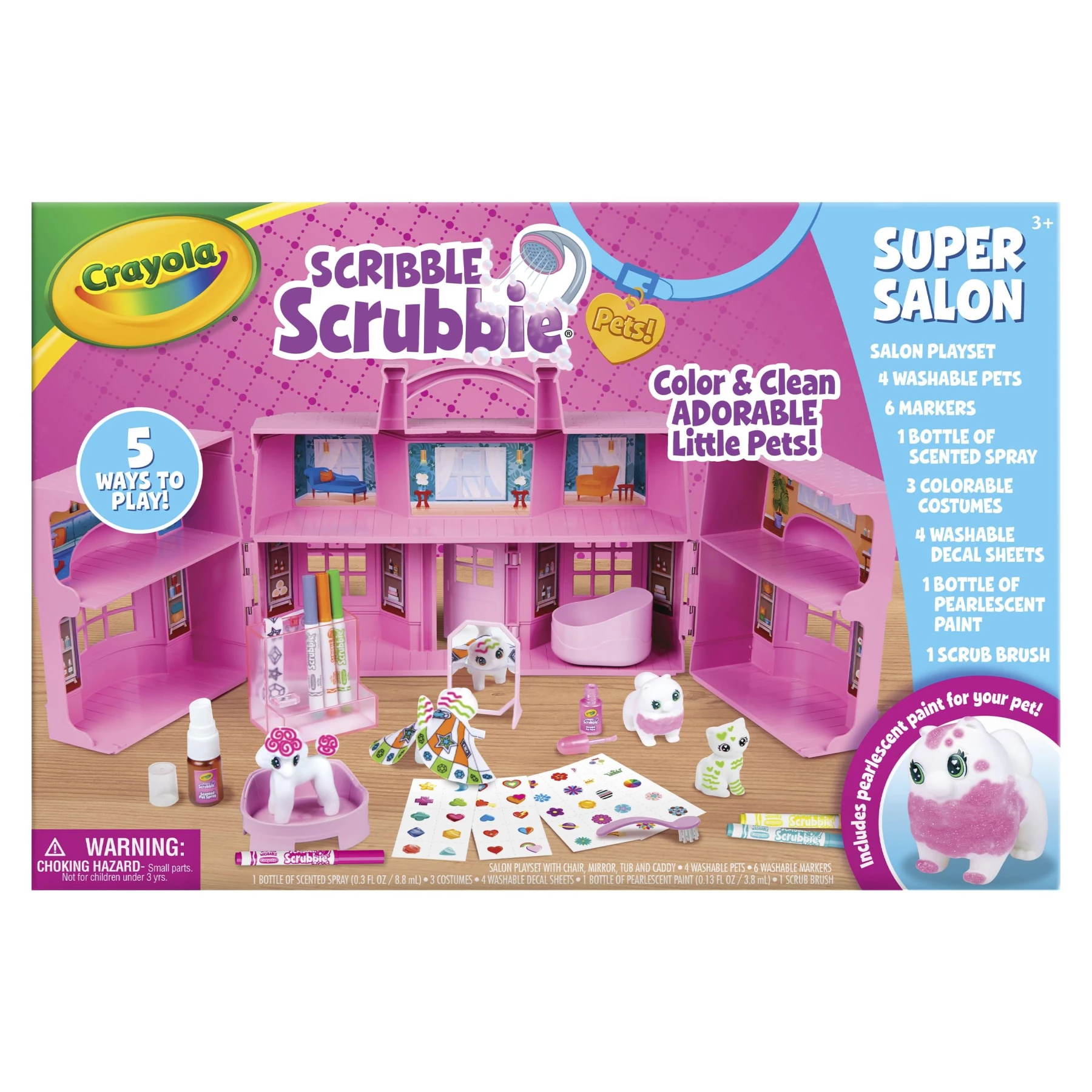 Scribble Scrubbie Super Salon - Pet Toy Set with Pearlescent Paint, Stickers & Scented Spray