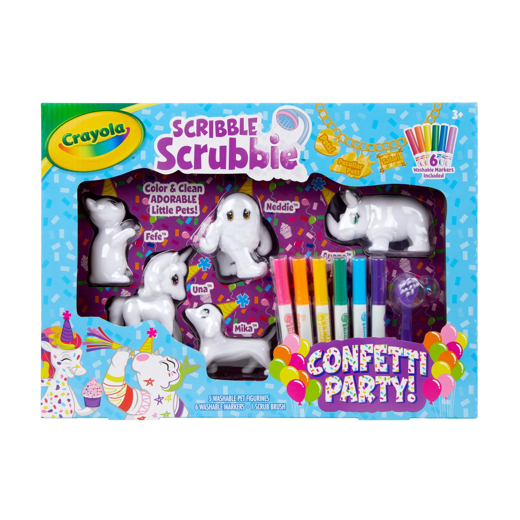 Scribble Scrubbie Pet Care Set - Washable Pets with Coloring Pens, Bath Tub, and Brush for Kids