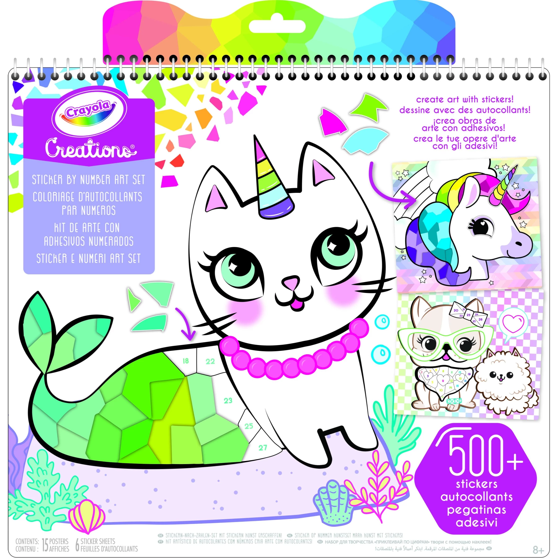 Crayola Sticker-by-Number Art Set - 500+ Stickers and 15 Posters for Kids to Create Sticker Masterpieces