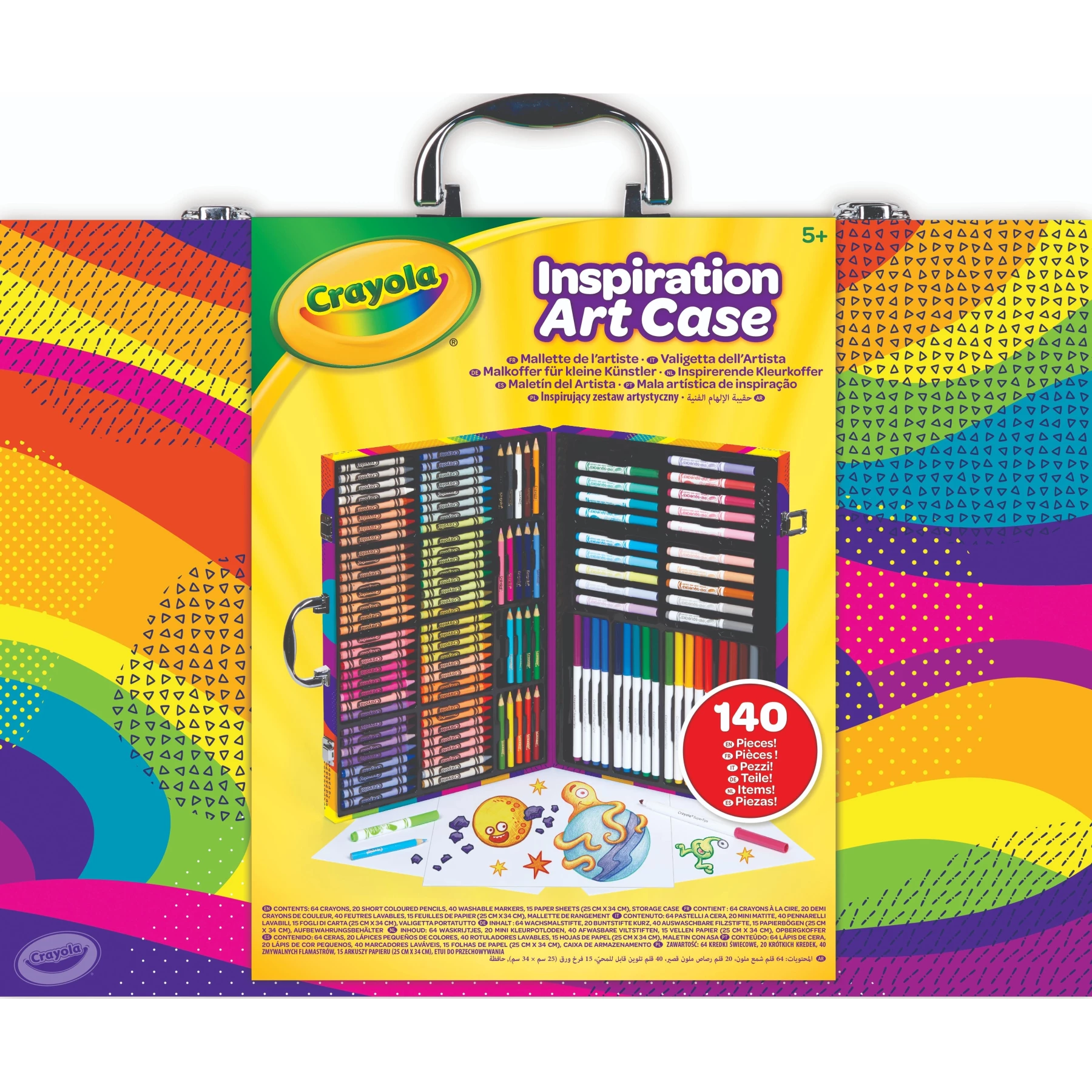 140-Piece Portable Art Set - Crayons, Washable Markers, Colored Pencils & Drawing Paper in Durable Case
