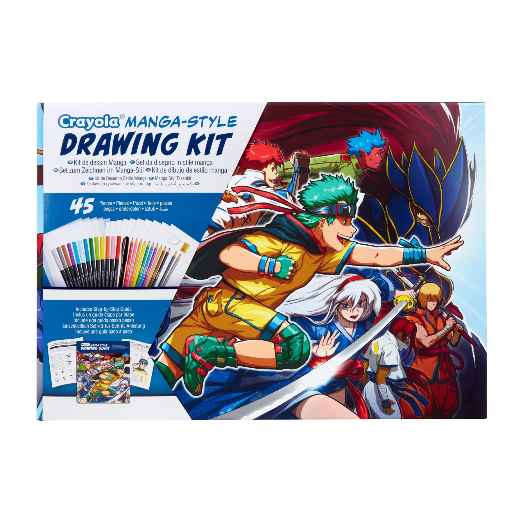 Crayola Learn to Draw Anime Kit - 10 Colored Pencils, Markers, Sketch Pencils, Paper & Step-by-Step Guide