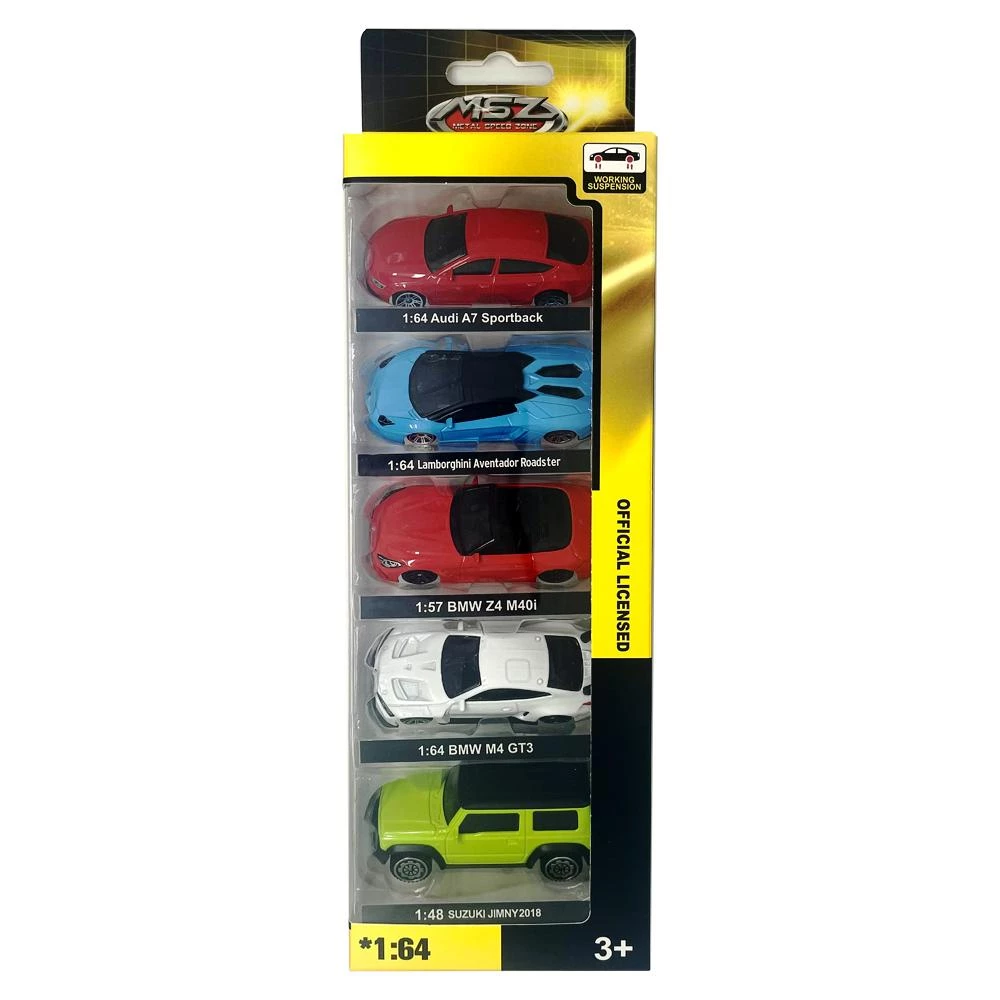 MSZ 1:64 5PCS SET Red - Audi, Aventador, BMW, Jimny