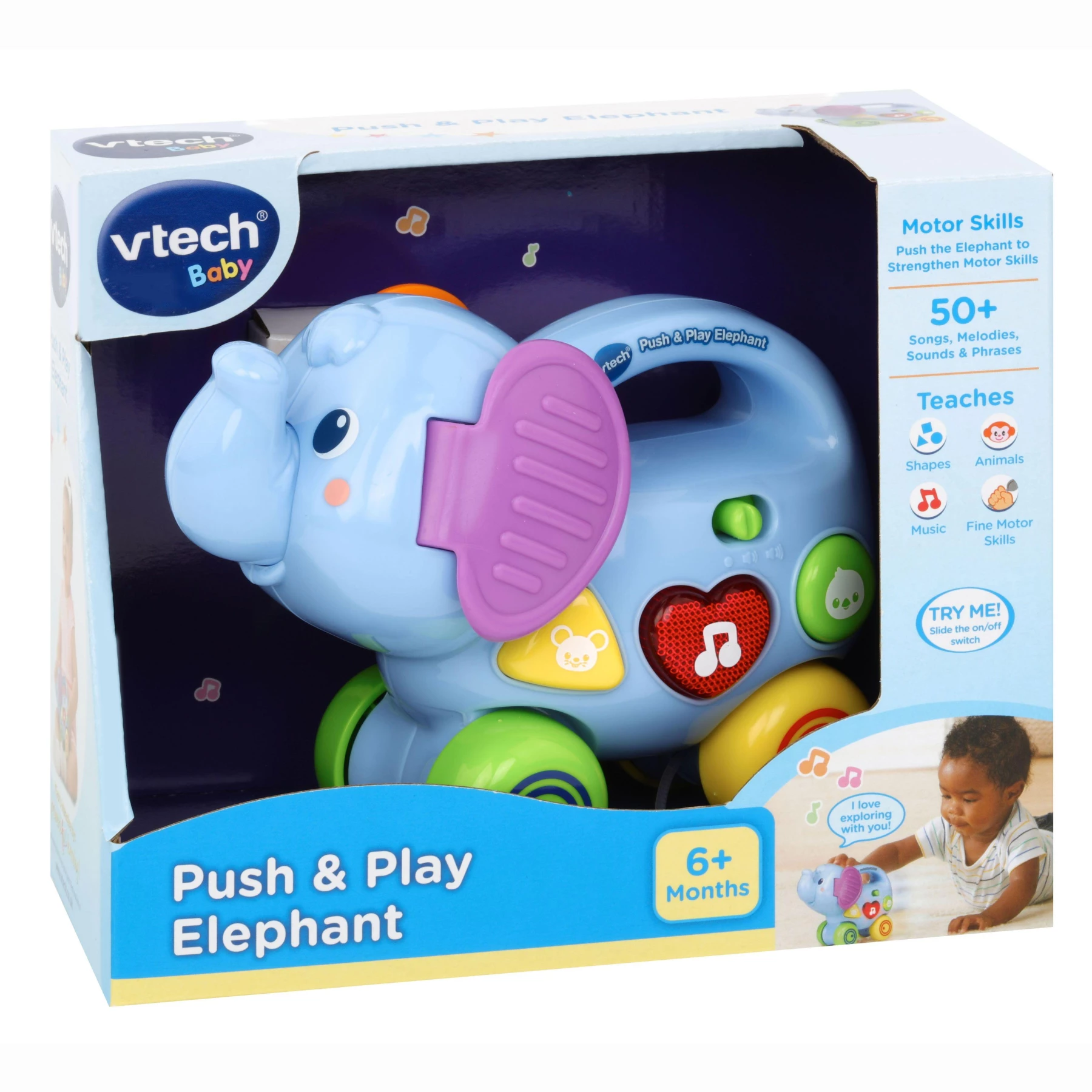 Vtech PUSH & PLAY ELEPHANT - Interactive Baby Toy with Music, Lights & Sounds for Motor Skill Development
