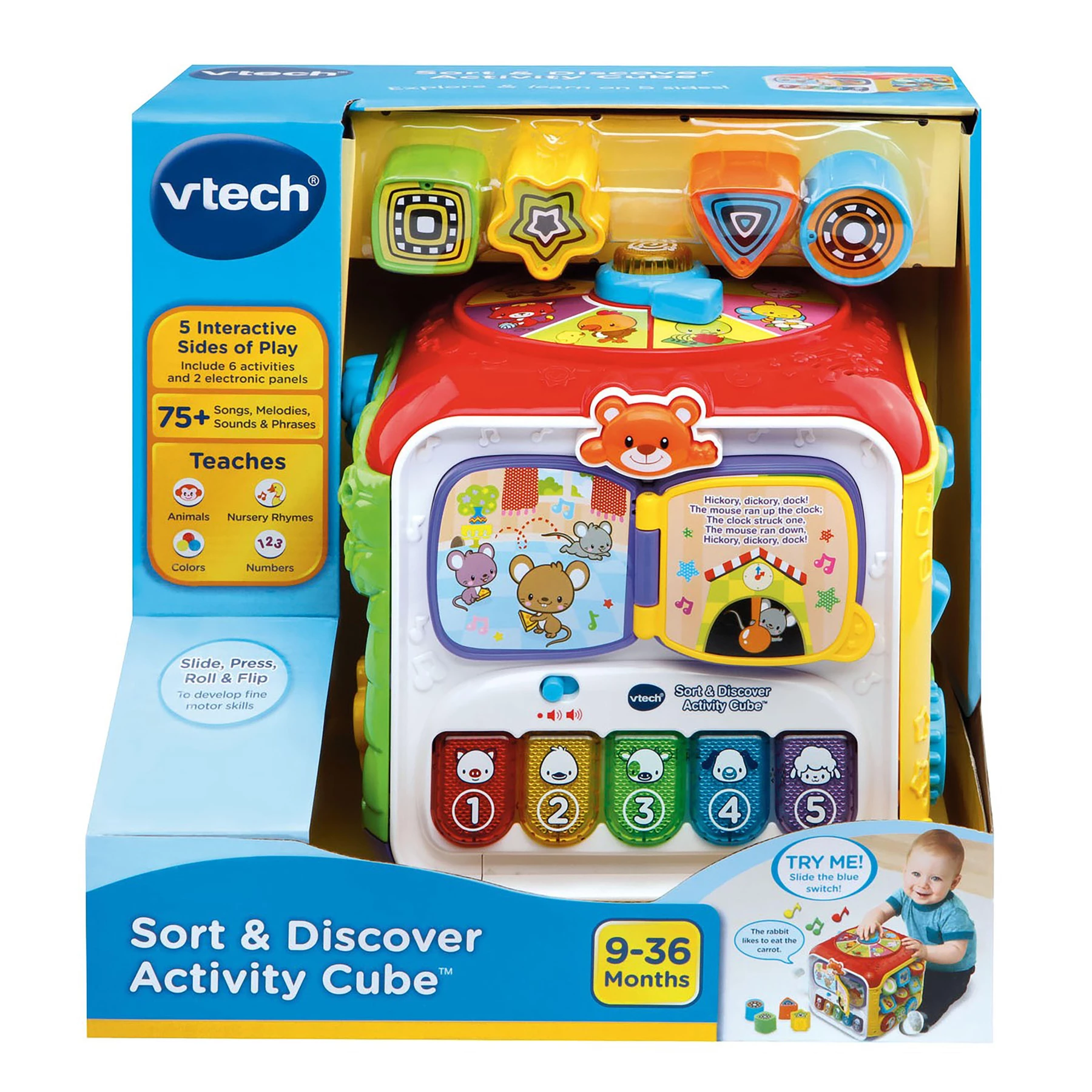 VTech Sort and Discover Activity Cube - Interactive Learning Toy with Lights & Music