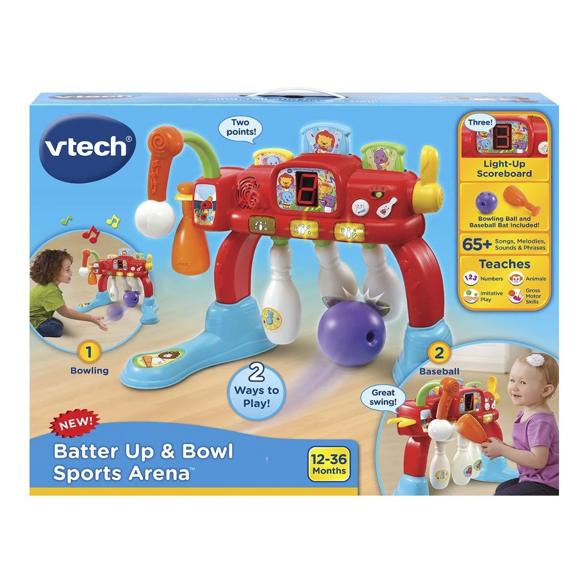 VTech BATTER UP&BOWL SPORTS CENTER/ SWING & STRIKE SPORTS CENTER - Interactive Bowling, Tennis & Baseball Game for Kids
