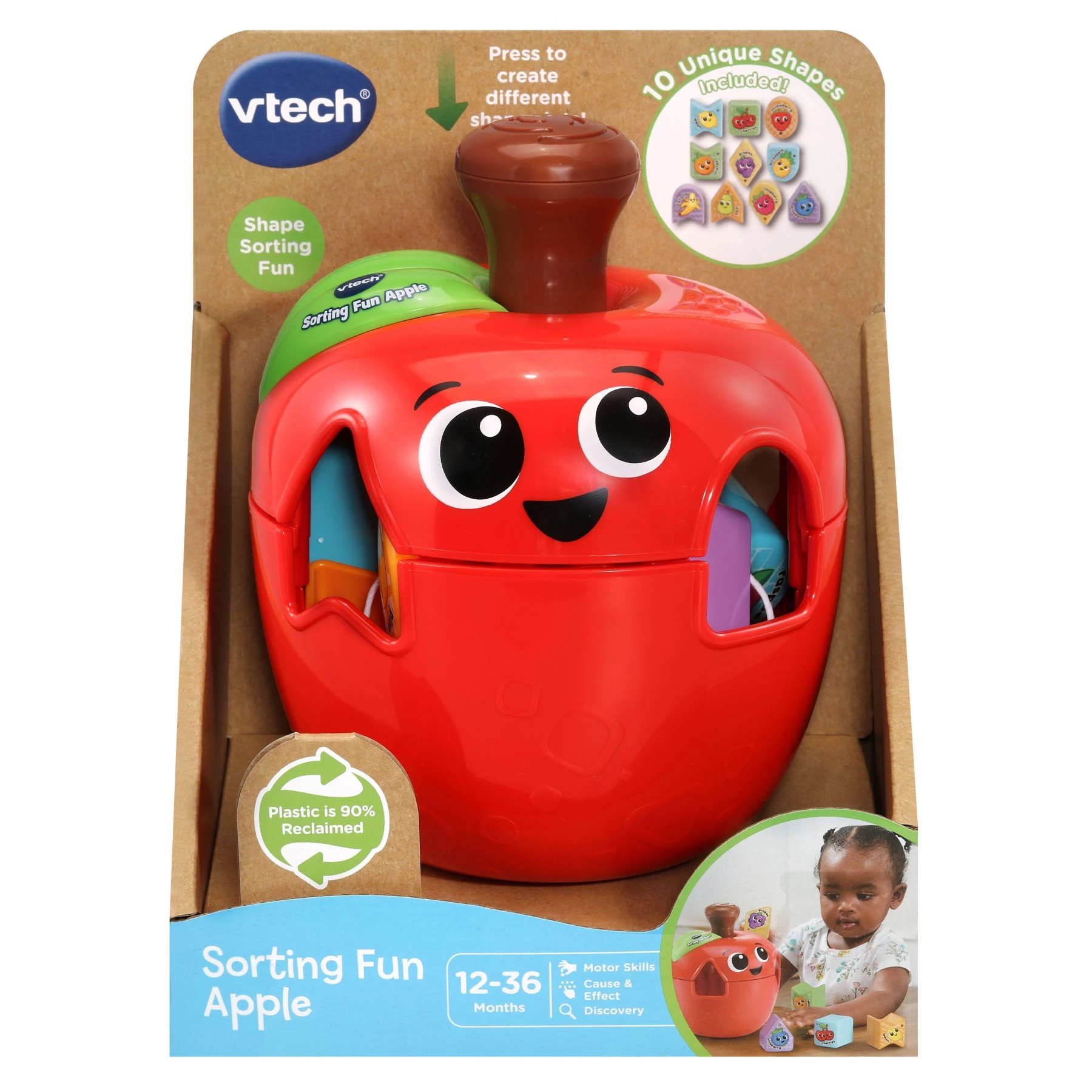 VTech Sorting Fun Apple - Eco-Friendly Spinning Shape Sorter