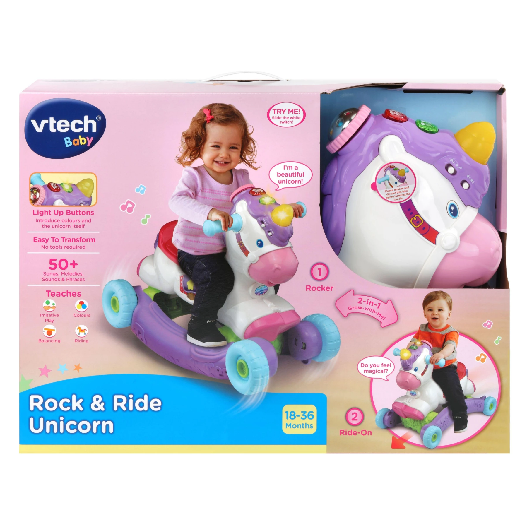 VTech UNICORN RIDE-ON - 2-in-1 Rocker & Ride-On Toy