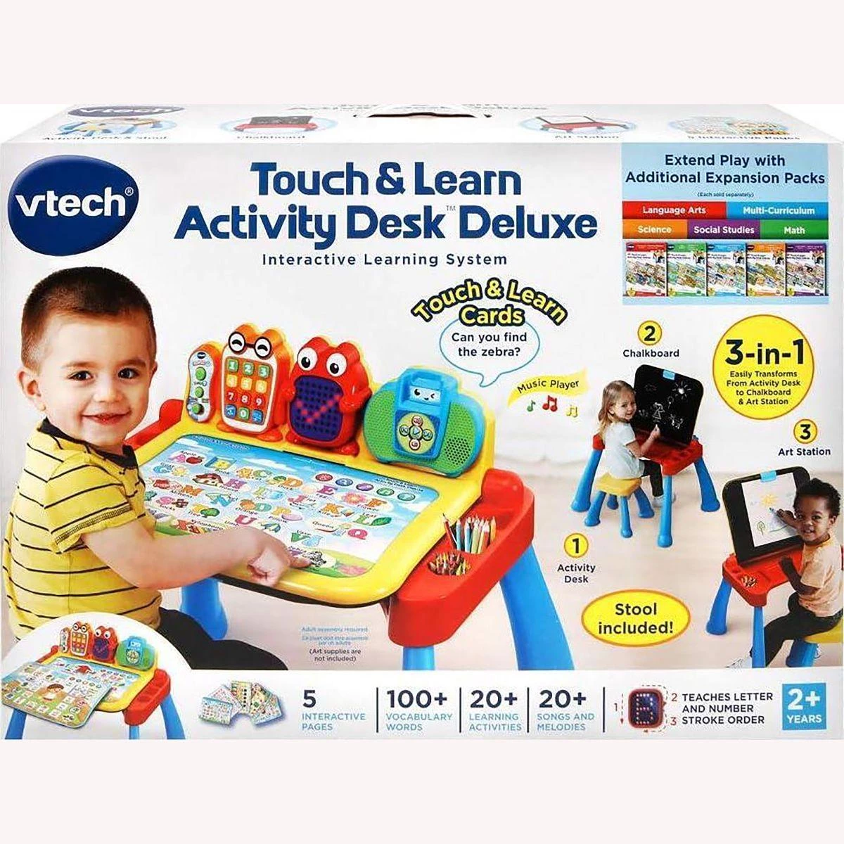 VTech TOUCH & LEARN ACTIVITY DESK DELUXE  (3-IN1) - Interactive Desk, Easel & Chalkboard