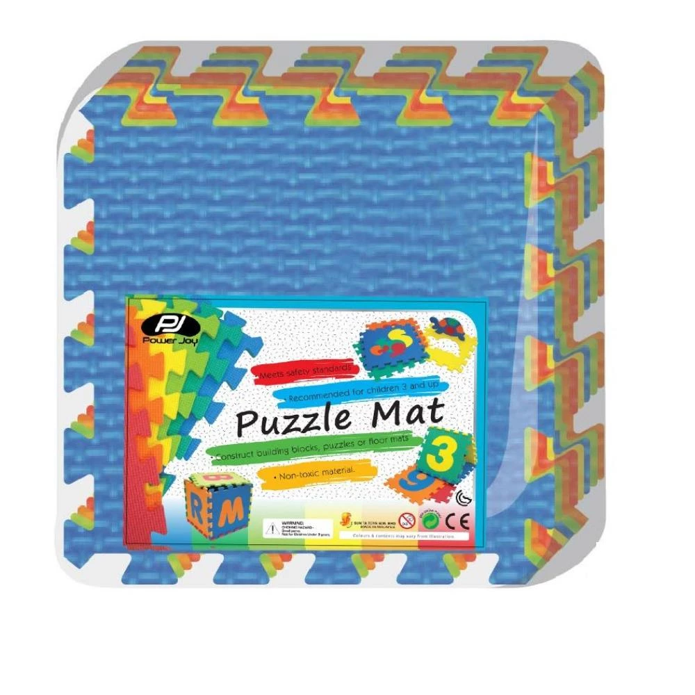 Power Joy Puzzle Mat Plain (30 x 30cm, 10 Pieces)  Soft and Safe Interlocking Foam Play Mat for Kids