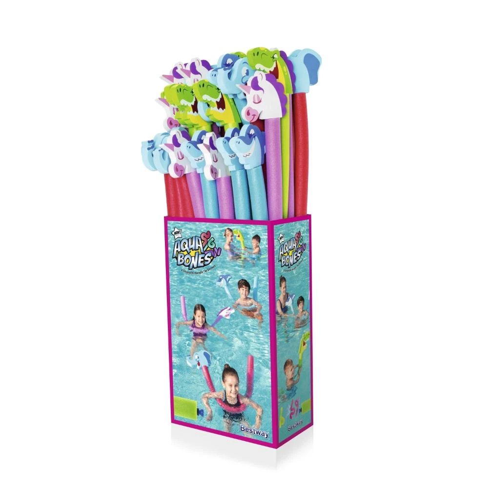 Bestway Aqua Bones Noodle Assortment – Shapeable Pool Toys with 4 Fun Character Designs