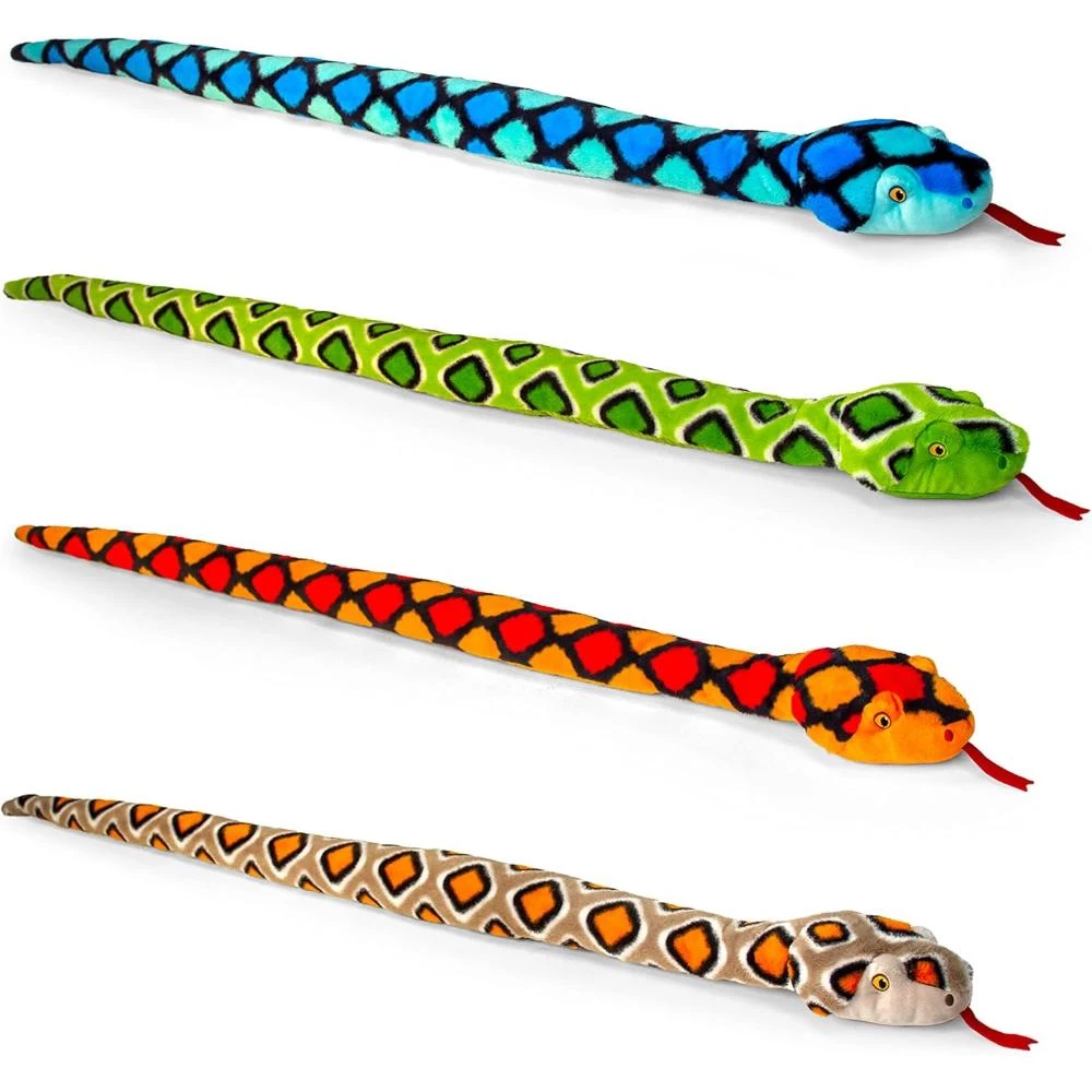 100cm Keeleco Snakes - 4 Assorted Eco-Friendly Soft Plush Toys for Kids