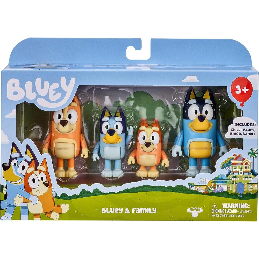 Bluey Series 1 Family Figure 4-Pack - Bluey, Bingo, Mum & Dad