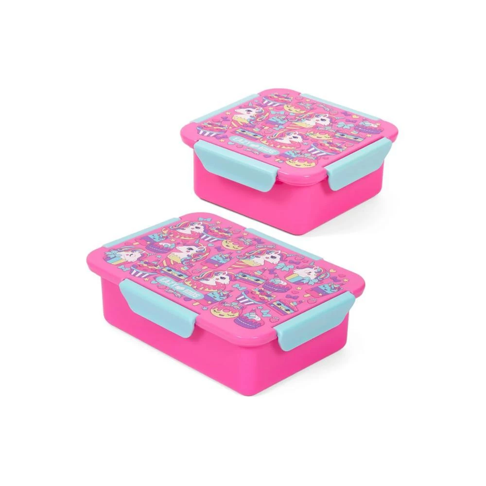 Eazy Kids Lunch Box Set - Unicorn Desert Pink 850ml + 650ml Leakproof Kids Meal Box Combo by SAMBOX