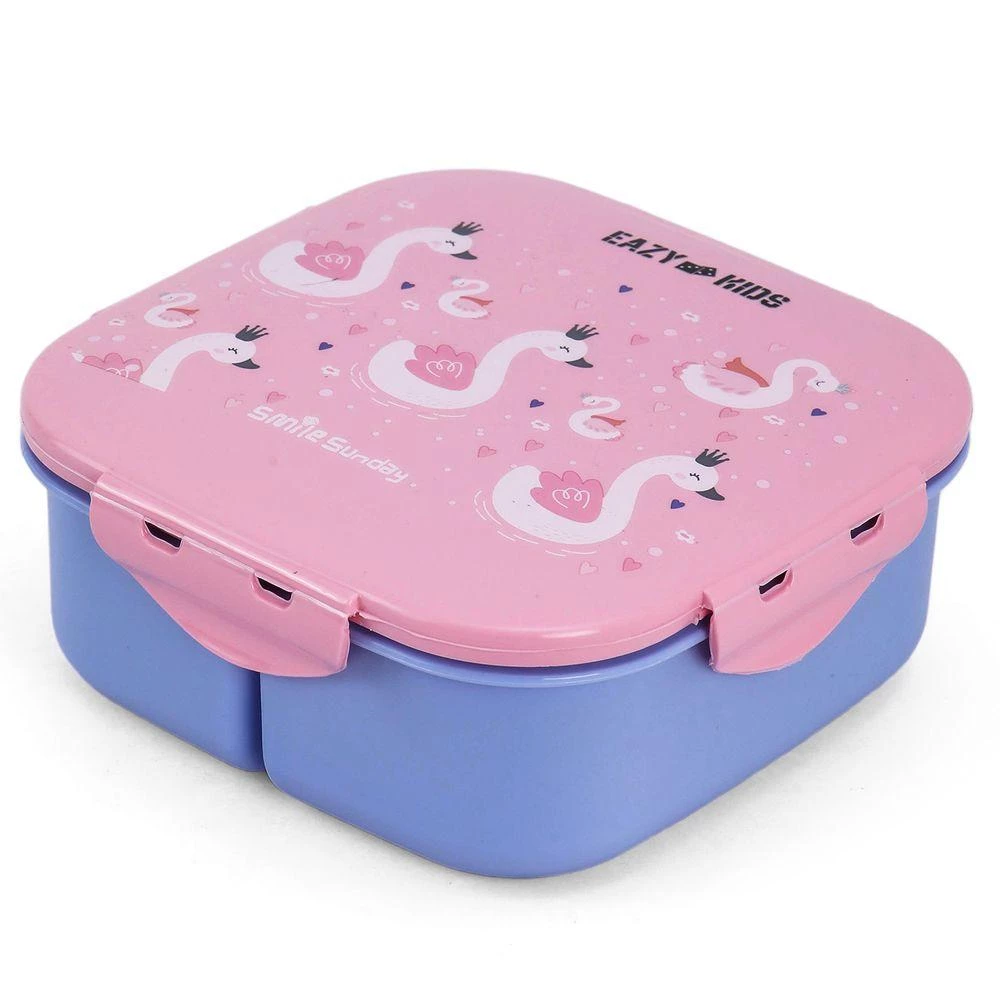 Eazy Kids Square Bento Lunch Box - Flamingo Pink | 1100ml 2-Compartment Leakproof Tiffin | BPA Free Bento for Kids by SAMBOX