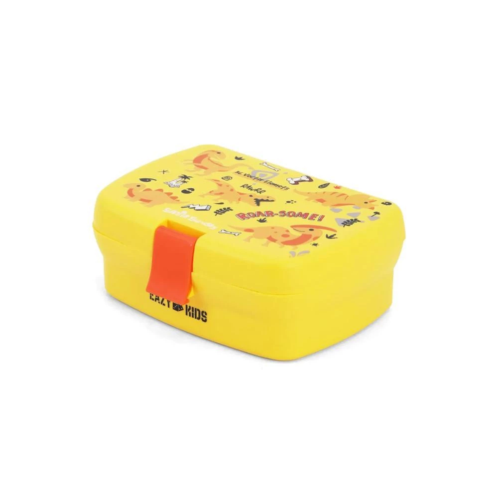 Eazy Kids Bento Lunch Box - Dino Yellow | 850ml Leakproof 2-Compartment Tiffin for Kids | BPA Free by SAMBOX