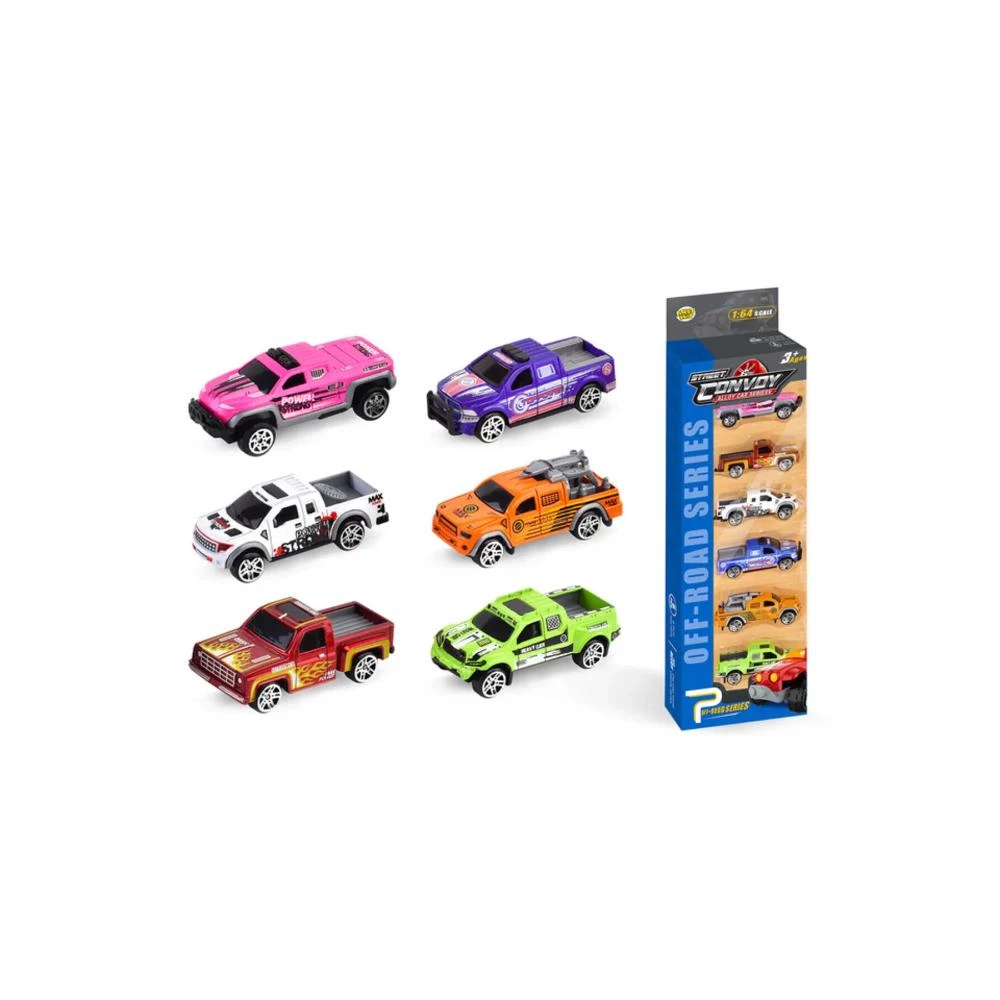Little Story Alloy Sliding Pickup Toy Truck (6 Pcs) - Multicolor