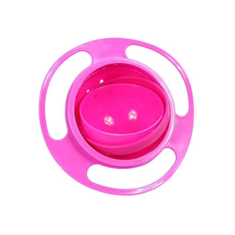 Eazy Kids Gyro Bowl with Lid - Spill-Proof 360° Feeding Bowl for Toddlers (Red)