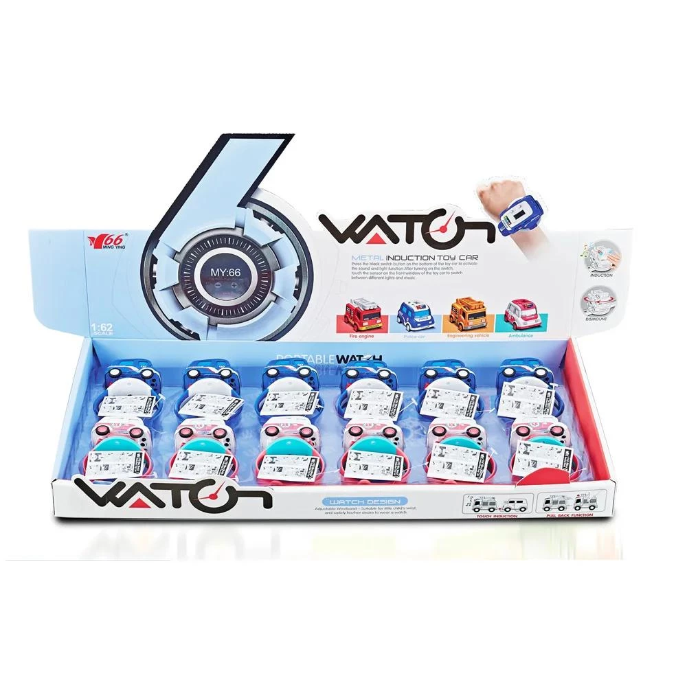 1:62 Alloy Watch Q Version Taxi Car - Interactive Induction Toy with Lights & Music (Assorted Colors)
