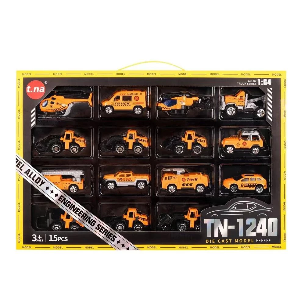 15-Piece Diecast Construction Vehicle Playset - Engineering Series Toy Set for Kids Ages 3+