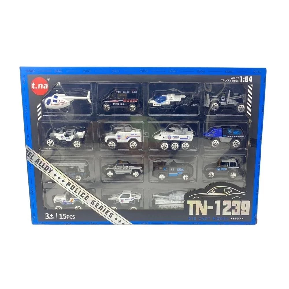 15-Piece Diecast Police Vehicle Playset - Law Enforcement Series Toy Set for Kids Ages 3+
