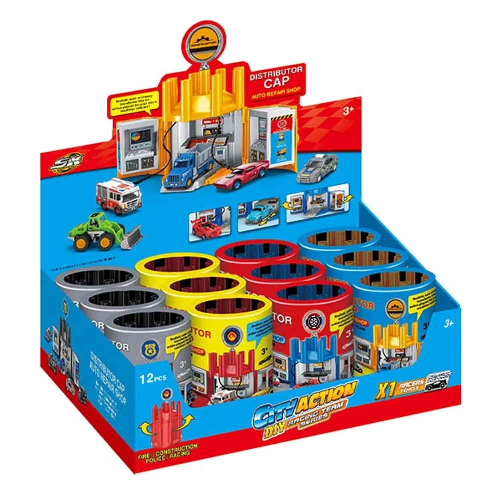 Auto Repair Shop Playset - Distributor Cap Design with 12 Die-Cast Vehicles & Tools (Color May Vary)