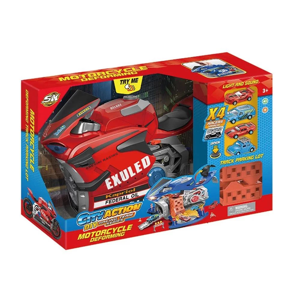 Mini Racers Grand Entrance Playset - 3-Car Gate with 4 Die-Cast Vehicles - Lights & Sounds - Ages 3+