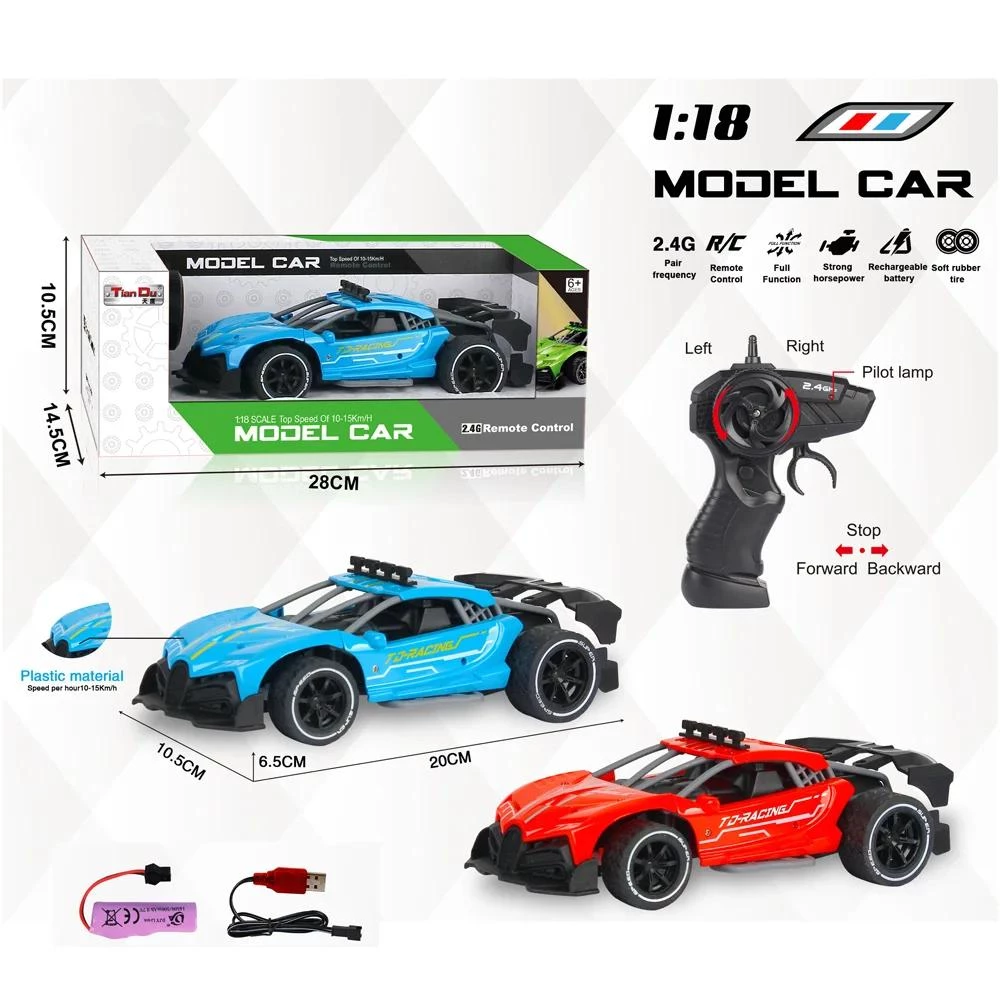 2.4GHz RC High-Speed Car - 1:18 Scale - 4CH with Gun Remote - Assorted Colors