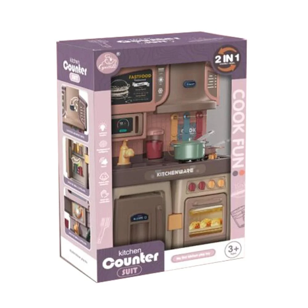 2 in 1 Kitchen Counter Suit - Cook Fun Playset with Light and Sound