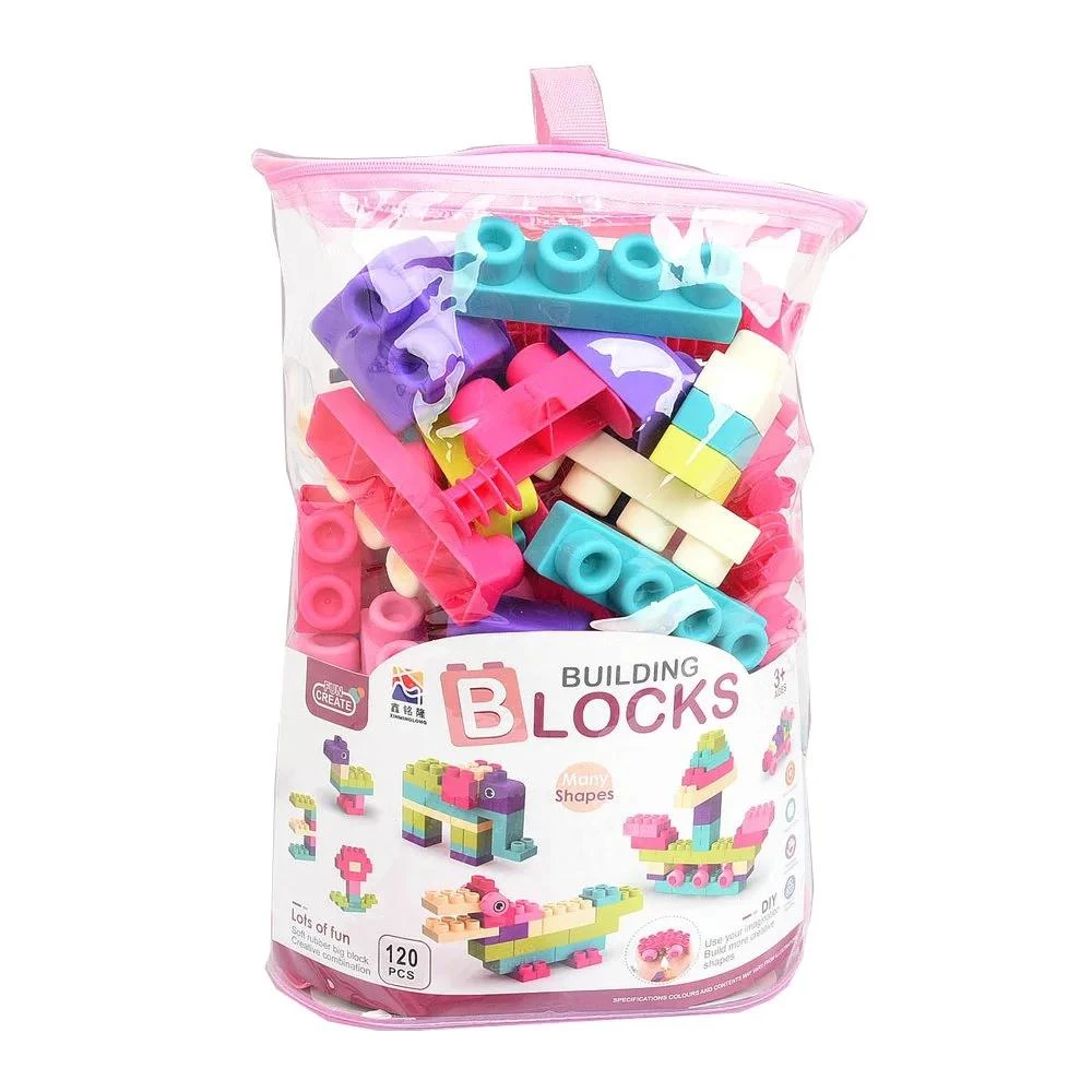 120-Piece Soft Building Blocks - Creative Construction Set in Pink