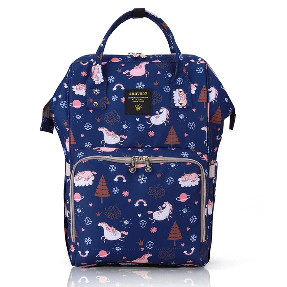 Sunveno Diaper Bag with USB Charging Port and Changing Mat – Blue Dream Sky