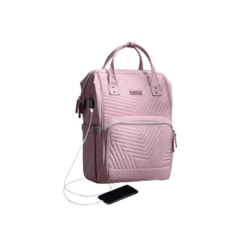 Sunveno Diaper Bag with USB Port - Nova Pink - Stylish and Spacious Travel Backpack for Moms