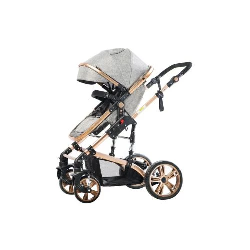 Teknum 3-in-1 Pram Stroller - Grey Luxury Convertible Stroller with Reversible Seat and Bassinet