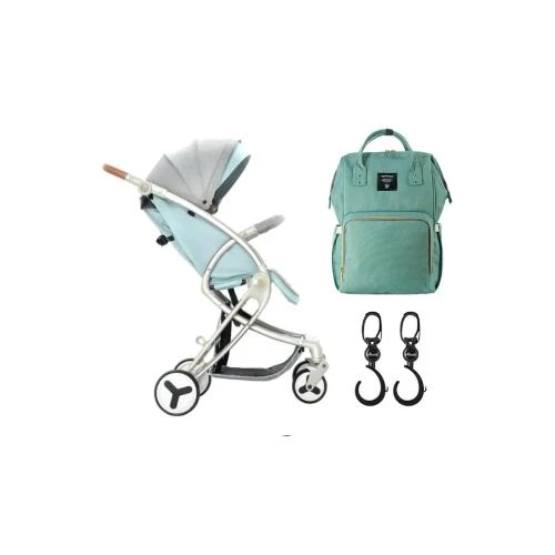 Teknum Feather Lite Traveler A1 Green Stroller + Sunveno Green Diaper Bag Combo