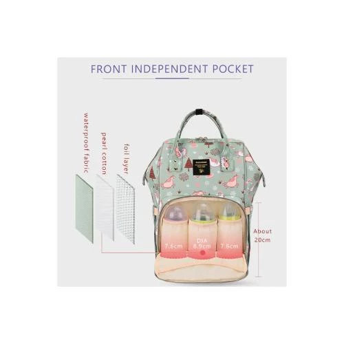 Sunveno Diaper Bag with USB - Green Dream Sky Spacious Backpack with Stroller Hooks by SAMBOX