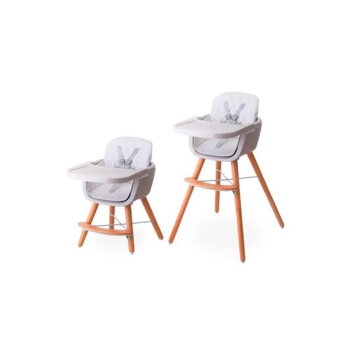 Teknum Premium Dual Height Wooden High Chair -White Adjustable Feeding & Booster Seat by SAMBOX