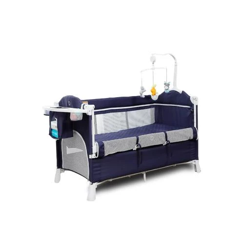 Teknum 4 in 1 Baby Bedside Co-Sleeper Bassinet and Playpen with Rocker -Navy Blue by SAMBOX