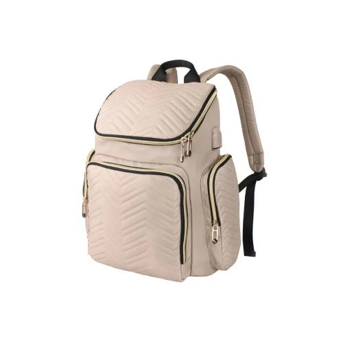Little Story Georgia Diaper Bag with Changing Pad and Stroller Hooks -Ivory