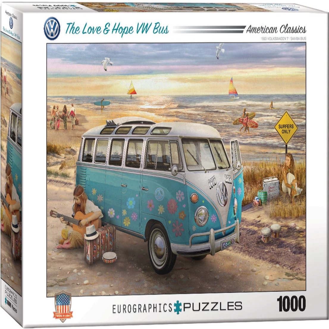 EuroGraphics The Love & Hope VW Bus 1000-Piece Puzzle  Retro Volkswagen Art Puzzle