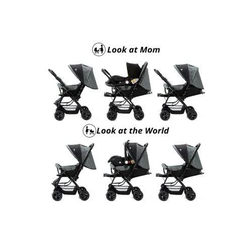 Teknum Reversible Trip Stroller with Infant Car Seat -Grey