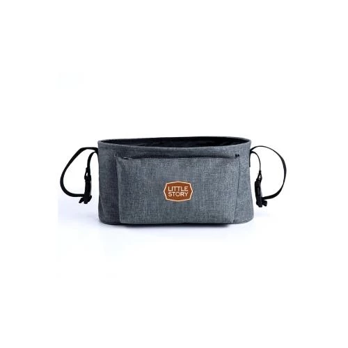 Little Story Bronx Stroller Organizer -Lightweight Compact Diaper Storage Caddy with Zipper Pocket -Grey