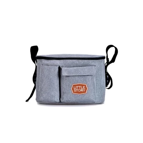 Little Story Stroller Organizer Travel Bag -4-Pocket Diaper Caddy & Shoulder Bag -Grey