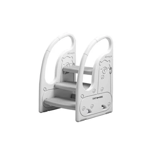 Eazy Kids 3 Step Stool -Adjustable Grey Step Ladder for Kids by SAMBOX