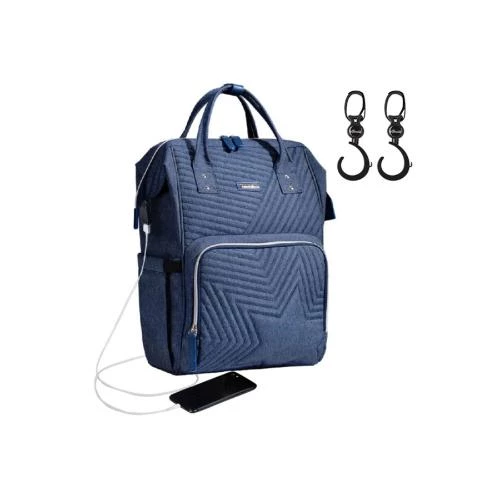 Sunveno Diaper Bag -Nova Blue with USB Port & Stroller Hooks by SAMBOX
