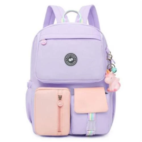 Eazy Kids Unicorn School Bag -Purple | Large Waterproof Backpack with Keychain, Reflective Safety Strips & Multi Pockets
