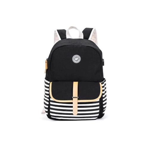 Eazy Kids Classic School Bag -Black Striped Backpack with Laptop Compartment