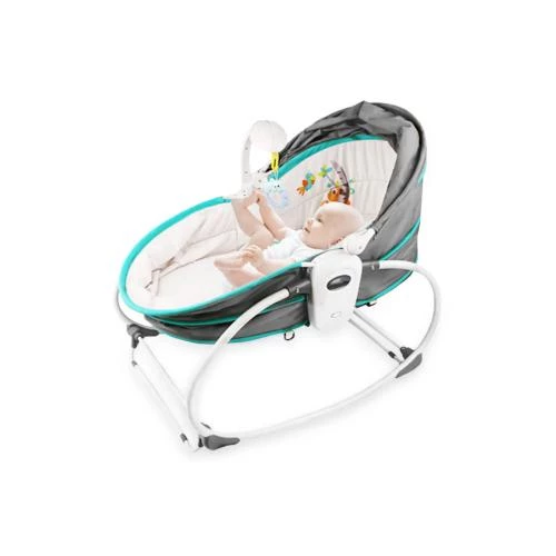 Teknum 6-in-1 Cozy Rocker Bassinet with Wheels, Awning & Mosquito Net -Green by SAMBOX