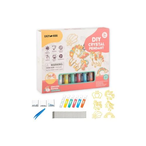 Eazy Kids DIY Crystal Pendant Making & Coloring Set -Unicorn Theme
